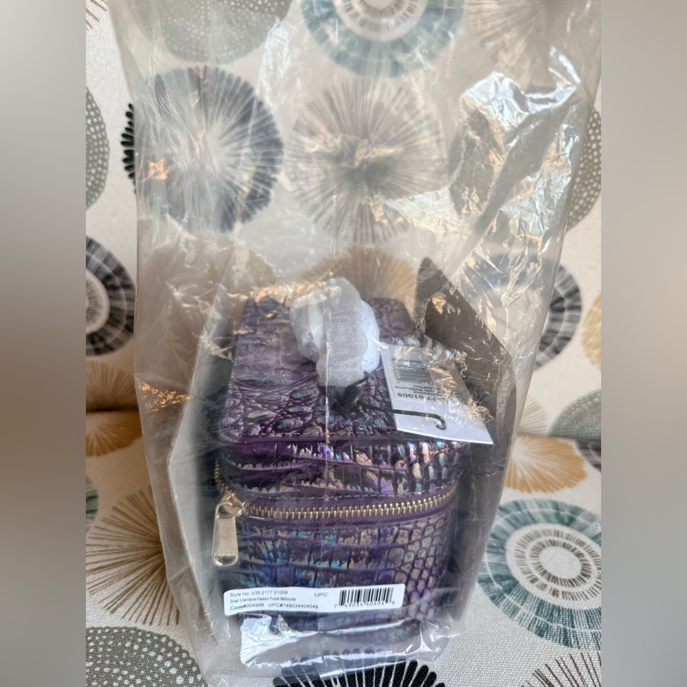 Brahmin Small Charmaine Passion Purple Iridescent Purple Cosmetic Case NWT - Picture 12 of 12